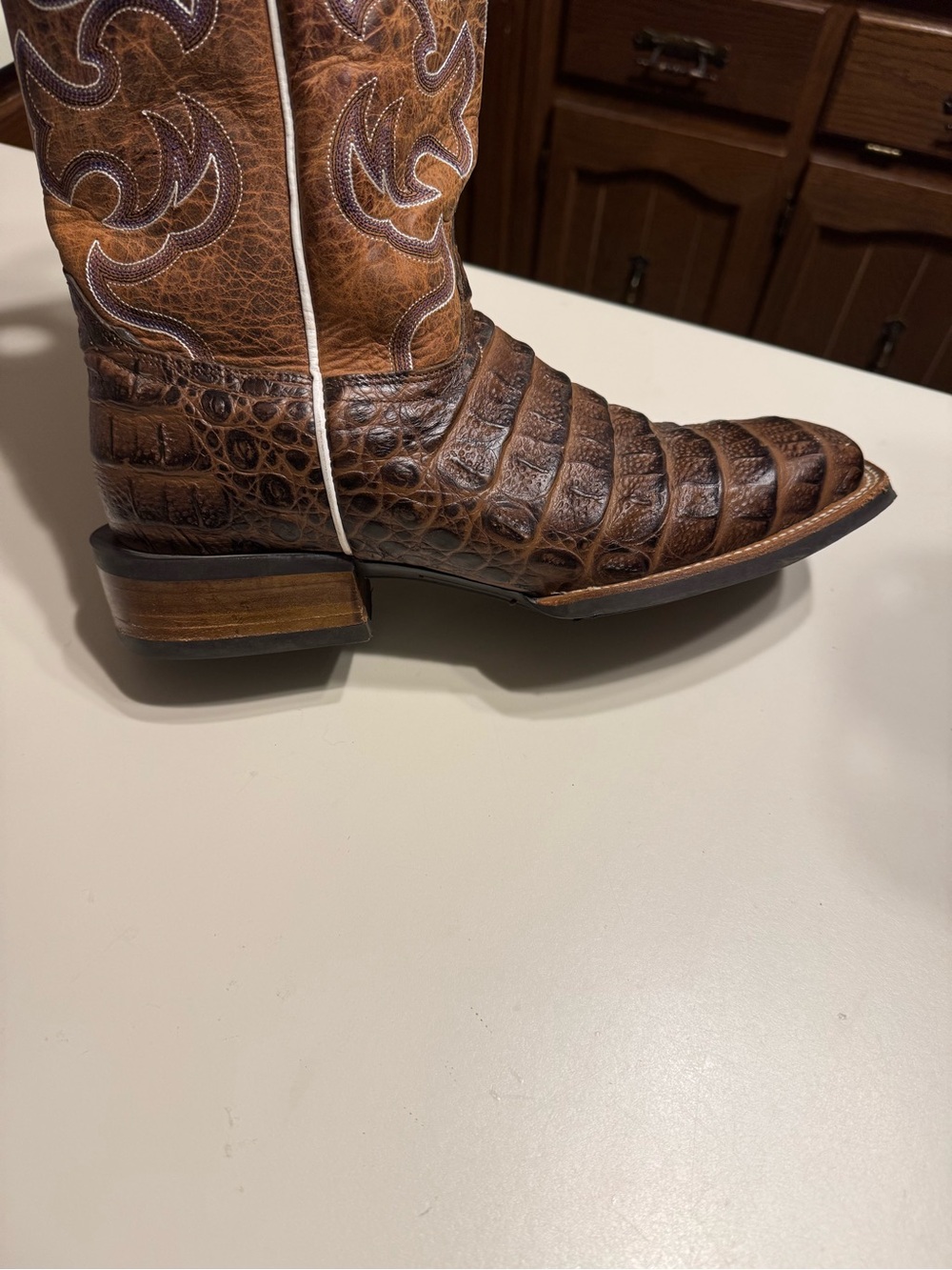 Cavender’s Western Cowboy Boots with Embossed Crocodile Print/ Size 10.5 - Picture 4 of 7
